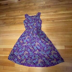 Vintage Handmade Butterfly/Floral Purple Sleeveless Dress